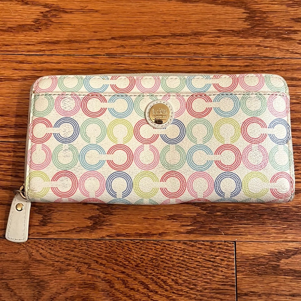 Coach white/multicolor C Women’s leather wallet